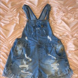 Rue 21 overalls (distressed light wash)